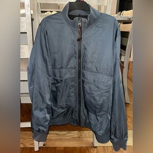 Abercrombie Fitch Jacket Mens XXL Gray Blue Full Zip Wind Water Resistant Bomber